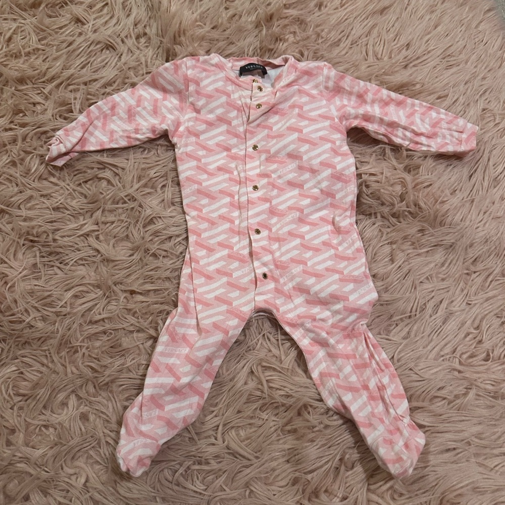 Versace Pink and White Kids Pajama Footies